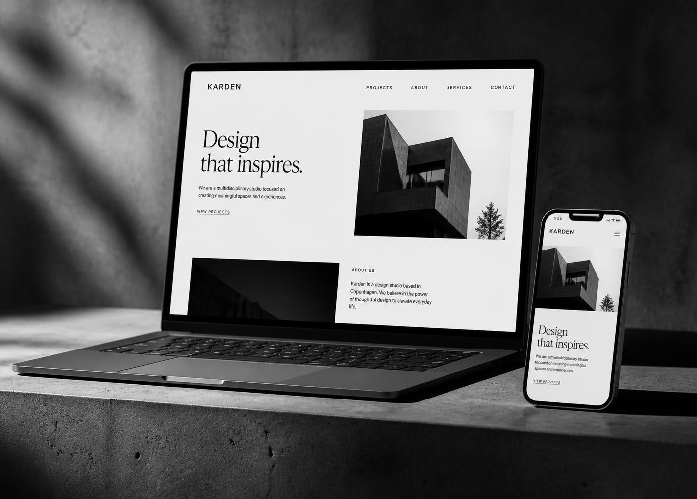Website ontwerp op laptop en smartphone